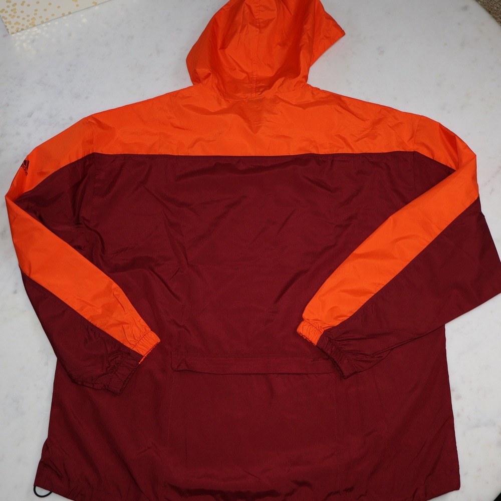 Adidas Virginia Tech Hokies Mens Large Orange Maroon Half Zip Windbreaker Jacket - Picture 7 of 8